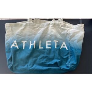 Athleta Ombre Tote Bag Blue White Canvas Large Everyday Beach Travel